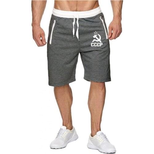 CCCP Russian Mens Casual Summer Drawstring Jogger Shorts Beach Cotton Sporting Trousers Elastic Waist Men Short Pants Clothing