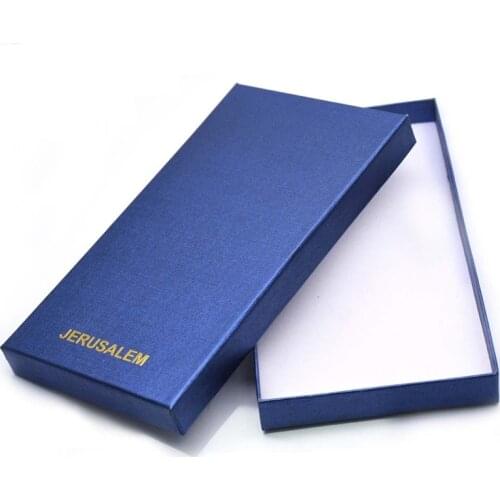 QIGO 11*20 cm Blue Paper JERUSALEM Cross Packing Box Big Gifts Box Fashion Jewelry Case