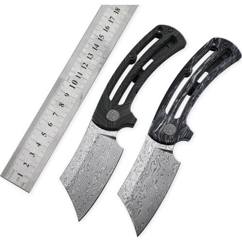 Petrified fish PFE01 918+vg10 Damascus steel Folding Knife G10 handle ball bearing outdoor EDC tool camping hunting knives