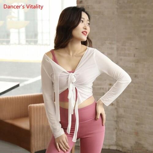 Belly Dance Top Tencel Long Sleeve Shirt-Hip Scarf Dual Purpose Practice Clothes Female Elegant Performance Training Clothing