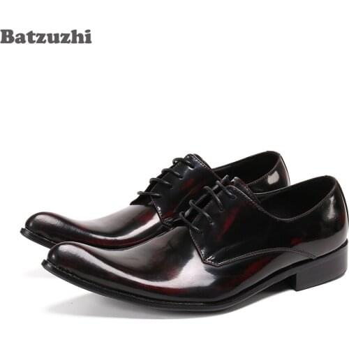 Batzuzhi New Arrival Mens Shoes Pointed Toe Genuine Leather Dress Shoes Men for Business, Party and Wedding Zapatos Hombre