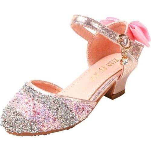 Girls High Heeled Sandals Wedding Banquet Pump Shoes For Big Girl Fashion Bridesmaid Heels Rhinestone Princess Sandal