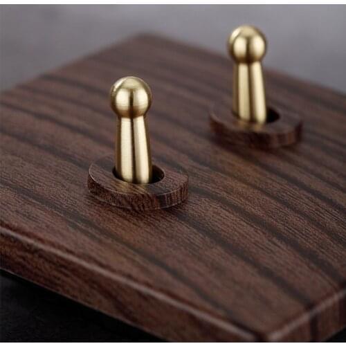 High Quality Vintage Brass Lever Toggle Switch 1-4 Gang 2 Way Wood Color Retro Wall Light Switch for Theme Restaurant Hotel