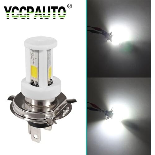 YCCPAUTO 1Pcs H4 LED Motorcycle Headlight Super Bright 2400LM Ceramic COB HS1 LED Moto Bike ATV Scooter Headlamp White 12V/24V