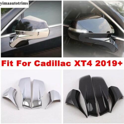 Door Rearview Mirror Protective Caps Stripes Cover Trim ABS Chrome / Carbon Fiber Look Exterior Fit For Cadillac XT4 2019 - 2021