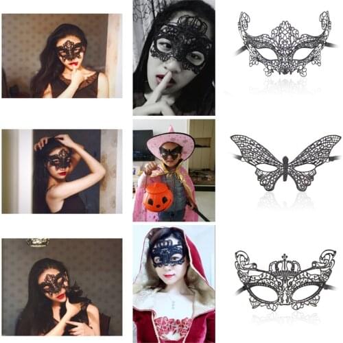 Sexy Mysterious Women Lace Eye Mask Gothic Black Nightclub Dance Party Mask Multi-use Masquerade Party Formal Mask Costume