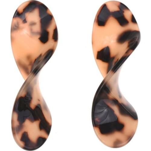 Fashion ZA Resin Spiral Dangle Drop Earrings For Women Handmade Leopard Print Statement Earrings Dropshipping Jewelry