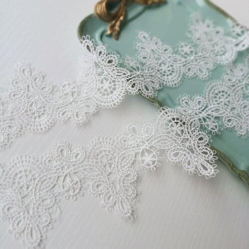 14yards Width 6.3cm Black White Water Soluble Polyester Lace Trim Fabric Ribbons DIY Dress Clothing Skirt Curtain Accessories