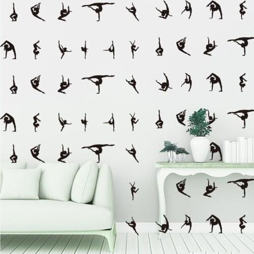 32Pcs Gymnastics Dancer Ballet Wall Sticker Baby Nursery Girl Room Gymnast Dance Sport Girl Wall Decal Bedroom Vinyl Decor