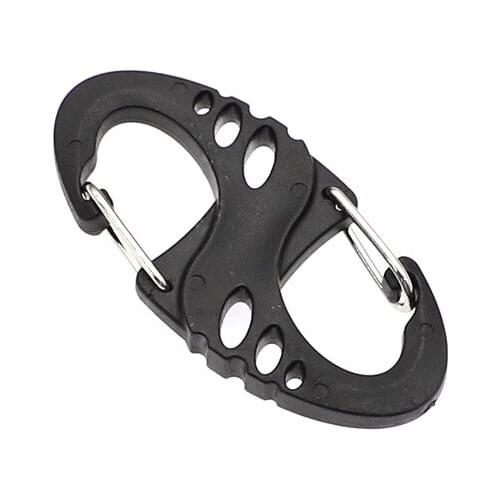 10 Pieces M414 Plastic Double-Head Hook Buckle Outdoor Bag Backpack With Pendant Black Adjustment Buckle