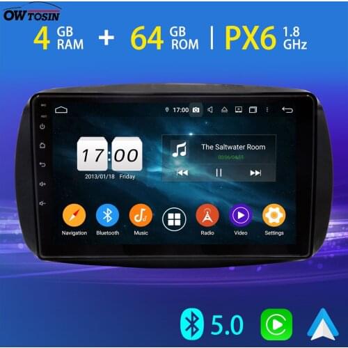 9'' PX6 4G+64G Car Multimedia Player For Mercedes-Benz Smart Fortwo 2015-2019 GPS Android 10.0 Radio 4G LTE BT 5.0 Tethering DSP