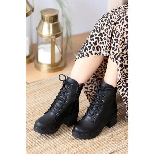 A1938-20Siyah Pink Potin Black Women Boots A1938-20