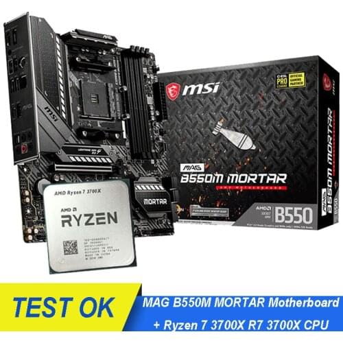 AMD Ryzen 7 3700X R7 3700X CPU + New For MSI MAG B550M MORTAR Motherboard AM4 AMD B550 SATA 6Gb/s Micro ATX AMD Without Cooler