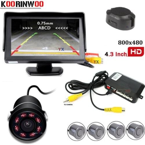 Koorinwoo Car Video Monitor 800*480 Car Parking Sensor 4 Radars BIBI Speaker Car Rear view Camera Backup IP68 Reverse Parktronic
