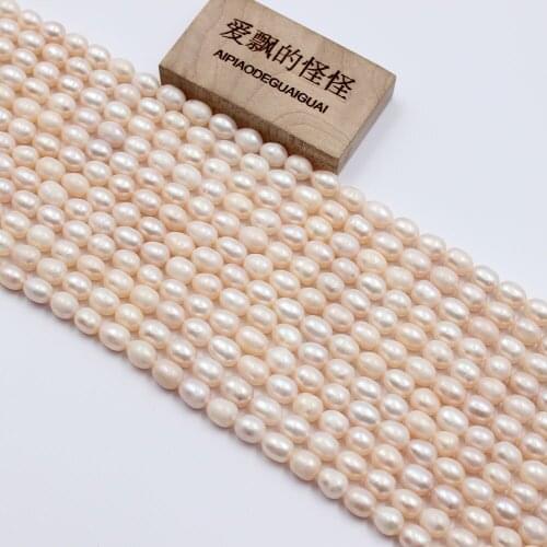 APDGG 5strands 5x7mm Natural White Rice Pearl Strands Loose Beads For Necklace Bracelet Jewelry DIY