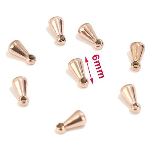 Rose Gold tone Extender Chain Drops Stainless Steel End Piece Tear Drop Charms Water Drop Dangle End Beads Charm Connector