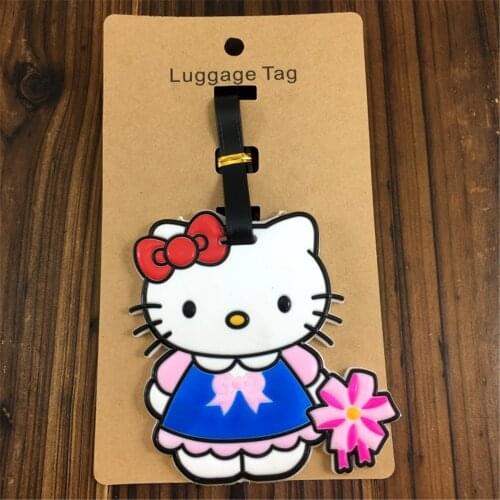 Kawaii Hello Kitty Travel Accessories Luggage Tag Cartoon Silica Gel Suitcase ID Addres Holder Baggage Boarding Portable Label