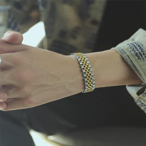 European American Simple Trend Hip Hop Stainless Steel Men Bracelet Fashion Watch Strap Accessories Jewelry 2021 Jewelry Trend