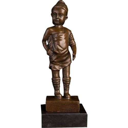 Ivorique DS-626 Casting Bronze Art Decor Bronze Lovely Boy Statue Sculpture European Child Boy Figurines For Children Day Gift
