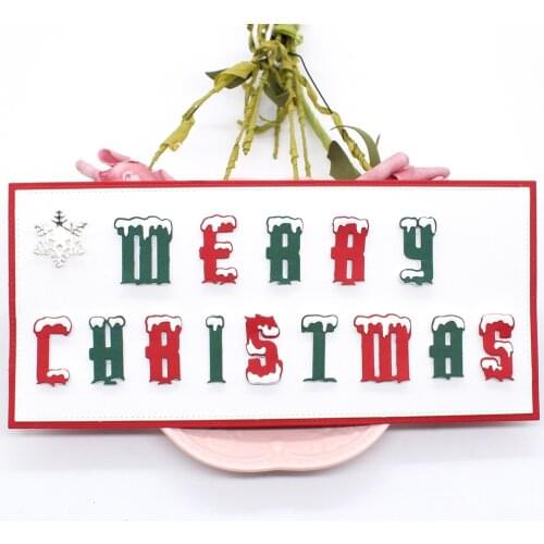 KLJUYP Merry Christmas Slimline Snowed on letters Metal Cutting Dies Scrapbook Paper Craft Decoration dies scrapbooking