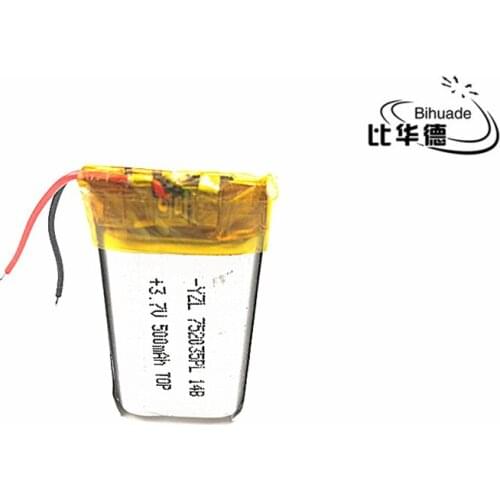 Li-po 1pcs/lot Polymer 500 mah 3.7 V 702035 752035 smart home Li-ion battery for dvr GPS mp3 mp4