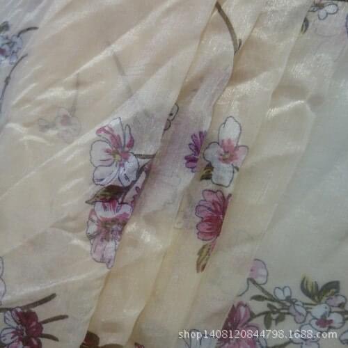 Currently Available Shirt Beach Skirt Long Skirts Cloth Semi-Permeable Brocade Silk Ruffled Printed Chiffon Fabrics Flash