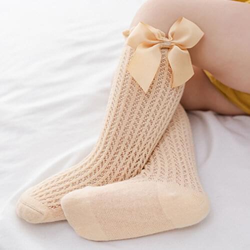 Baby Girl Socks Toddler Baby Bow Sock Cotton Summer Mesh Baby Knee Socks Newborn Infant Non-slip Long Baby Boys Sock