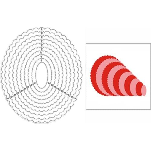 2021 New Nesting Scalloped Oval Frame Metal Cutting Dies for Scrapbooking Decor and Card Making Paper Craft Embossing No Stamps