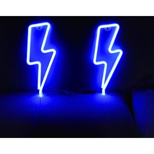 New night light LED neon light lightning shaped USB battery operated table lamp for family party living room decoration