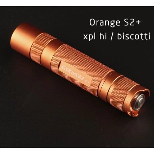 Orange S2+ flashlight, with XPL HI led inside and ar-coated glass,biscotti firmware