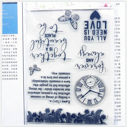 PANFELOU 11.3*15.56cm The clock wor Account Transparent Silicone Rubber Clear Stamps cartoon for Scrapbooking/DIY wedding album