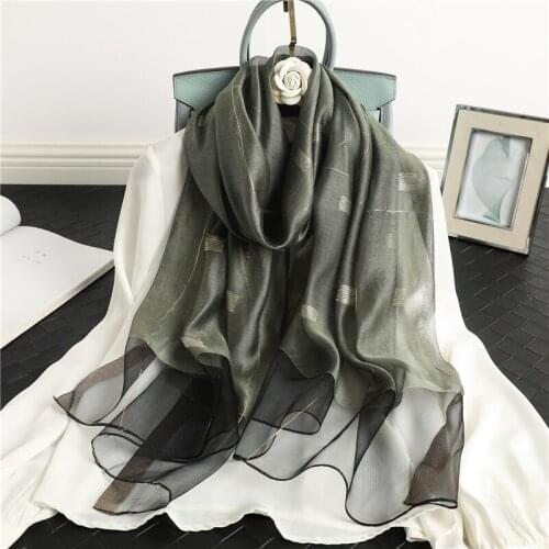 Women Silk Scarf Thin Hijab Foulard Female Wool Plaid Pashmina Spring Shawls Lady Wraps Bufanda Beach Stoles 2021 New