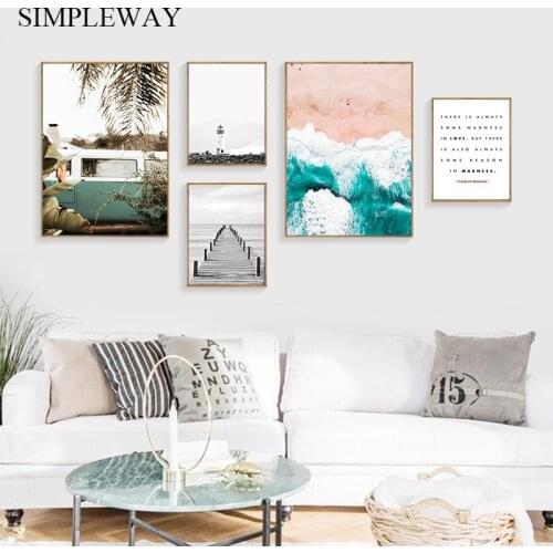 Coastal Beach Seascape Poster Nordic Landscape Wall Art Print Canvas Painting Decorative Picture Scandinavian Home Decoration