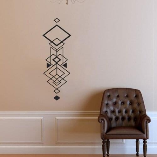 Rhombus Geometry Decal Abstract Vinyl Wall Sticker Triangles, Lines Wall Decal Window Sticker Handmade Polygon Murals JH14