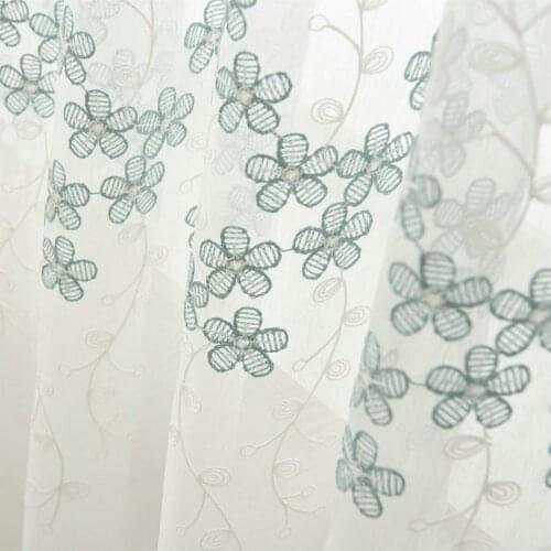 Blue Embroidered Floral COLORFUL KING Modern Curtains Drape Panel Sheer Tulle Curtains For Living Room Door Kitchen Bedroom