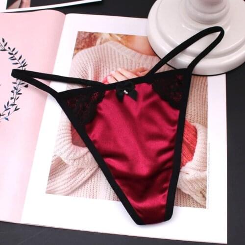 BIIGGXX Thong womens luxury satin sexy plus size one-line low-waist t-pants sexy lingerie anal whore panties
