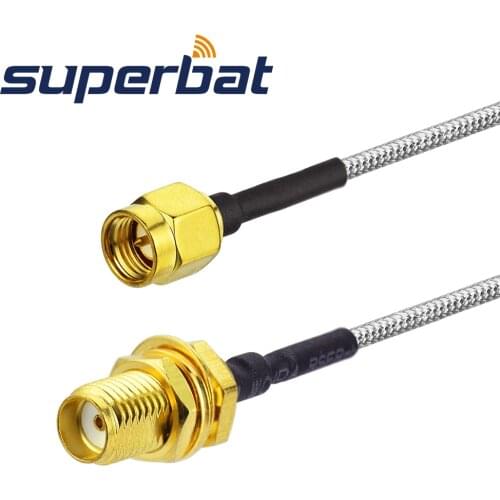 Superbat Wifi 4G LTE Antenna SMA BulkHead Jack to SMA Plug Pigtail Cable RG402 10cm Antenna Feeder Cable Assembly