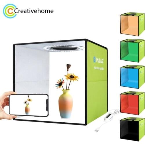 PULUZ 30cm Mini Lightbox Ring Light Photo Lighting Studio Shooting Tent Box LED Photography Light Box Kit 6 Color Backdrops