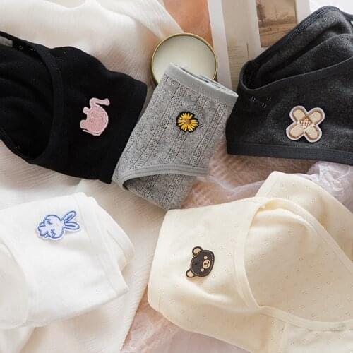 Sexy Bear Panties black Cotton Japanese Women Knickers Fashion ladies Animal Briefs Breathable Underwear Female flower Lingeries