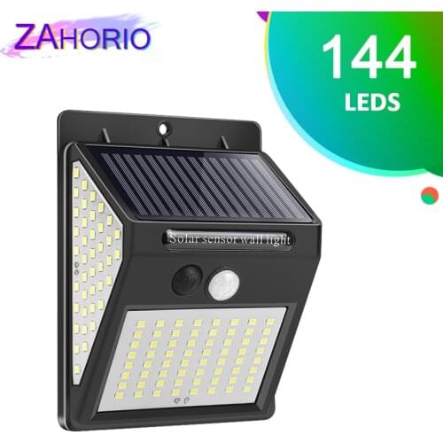 100 144 222LED Solar Light Outdoor Solar Lamp with Motion Sensor Waterproof Solar Lamp Powered Sunlight Spotlights for Garden