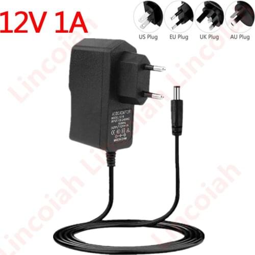 Universal DC 12V 1A AC 100-240V Converter Power Adapter 12V Charger Power Supply EU US UK AU Plug Portable Travel Wall Charger