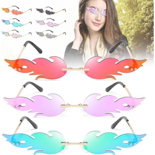 Universal Fire Flame Shape Sunglasses Streetwear Car Driving Glasses Trending Narrow Fashion UV400 Eyewear For Motorbike Cycling
