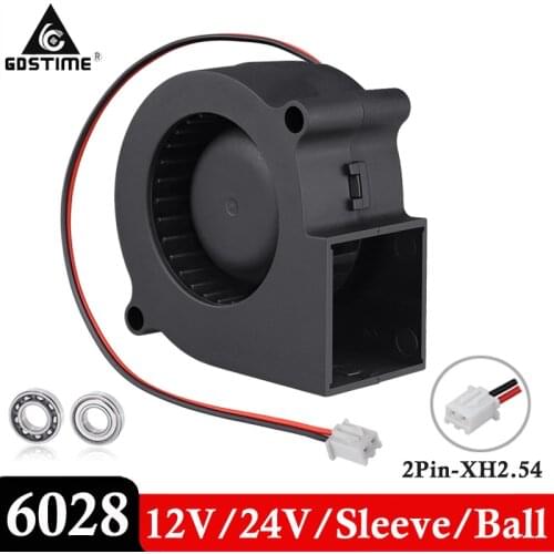 1PCS Brushless Cooler Cooling DC Centrifugal Blower Fan 60mm 12V 24V 2Pin 60x28mm 6028 6cm Sleeve Dual Ball Heatsink Radiator