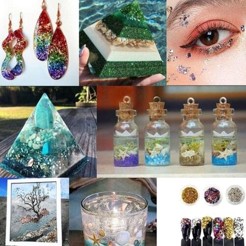 X4YA 1 Box Glass Crushed Stones Glitter Irregular Glass Chips Epoxy Resin Mold Filler