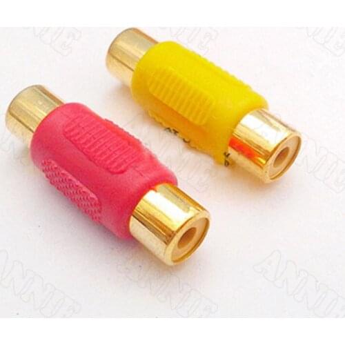 10pcs/lot Gold Plated RCA Straight Line Extension Socket Butt Joint Jack Dual Pass Colorful Plug