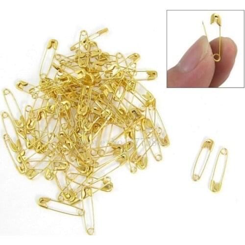 100Pcs Small Tiny Gold Metal Steel Mini Safety Pins 2cm 20mm AA7681