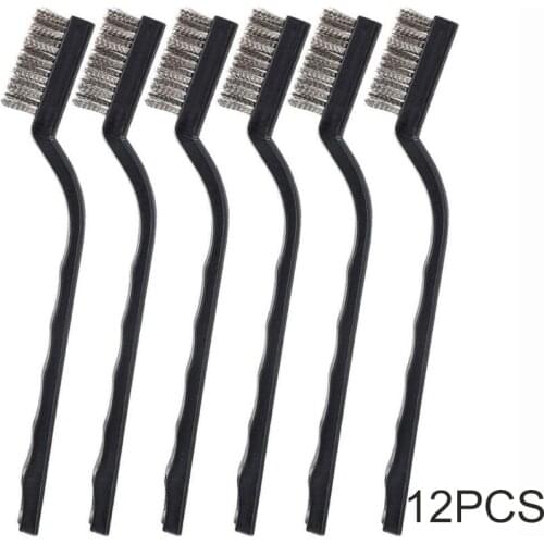 12PCS Clening Wire Brushes Mini Stainless Steel DIY Paint Rust Remover Removal Cleaning Polishing Detail Metal Brushes