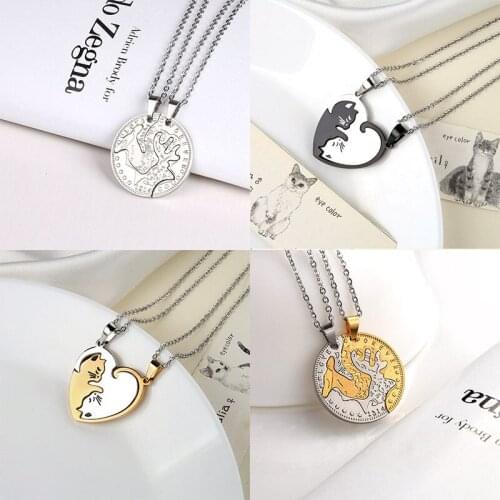 Valentines Gift Puzzle 2Pcs Cat Keychain Of Lover Couple Animal Pendant