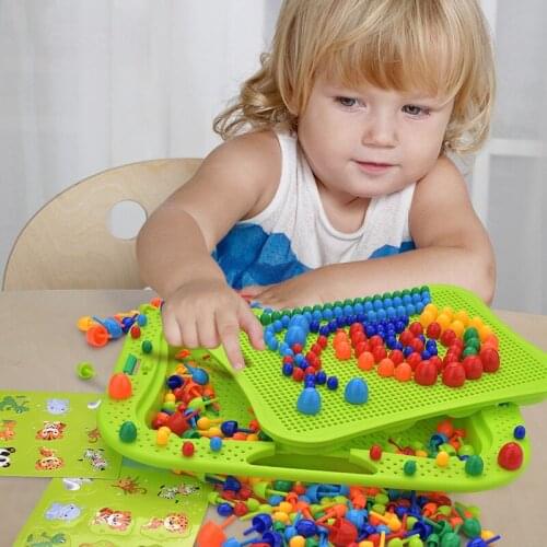 360pcs/set Mushroom Nail Intelligent 3D Puzzle Games DIY Mushroom Nail Plastic Flashboard Children Toys Educational Toy