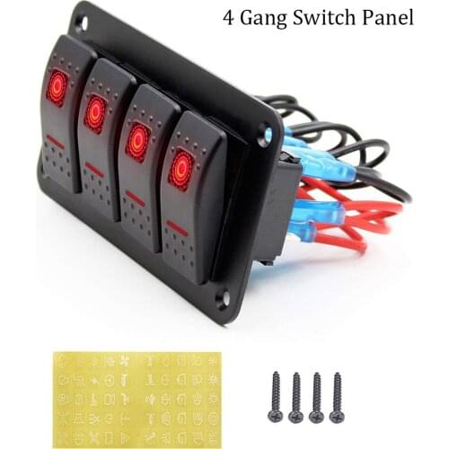 4 gang switch panel 12V-24V Waterproof Circuit Breaker Switch For Car Caravan Travel Trailer Marine Boat
